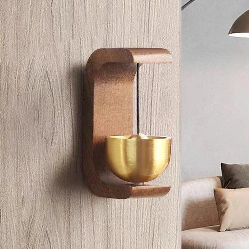 Wireless Wooden Doorbell with Magnetic Brass Wind Chimes