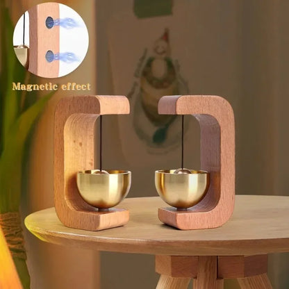 Wireless Wooden Doorbell with Magnetic Brass Wind Chimes