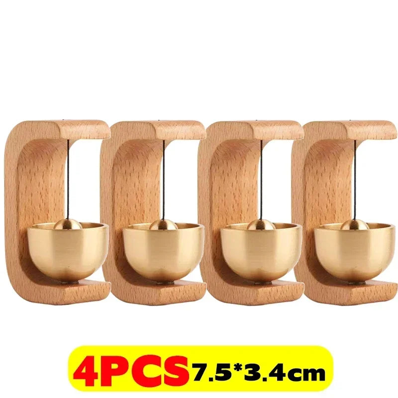 Wireless Wooden Doorbell with Magnetic Brass Wind Chimes