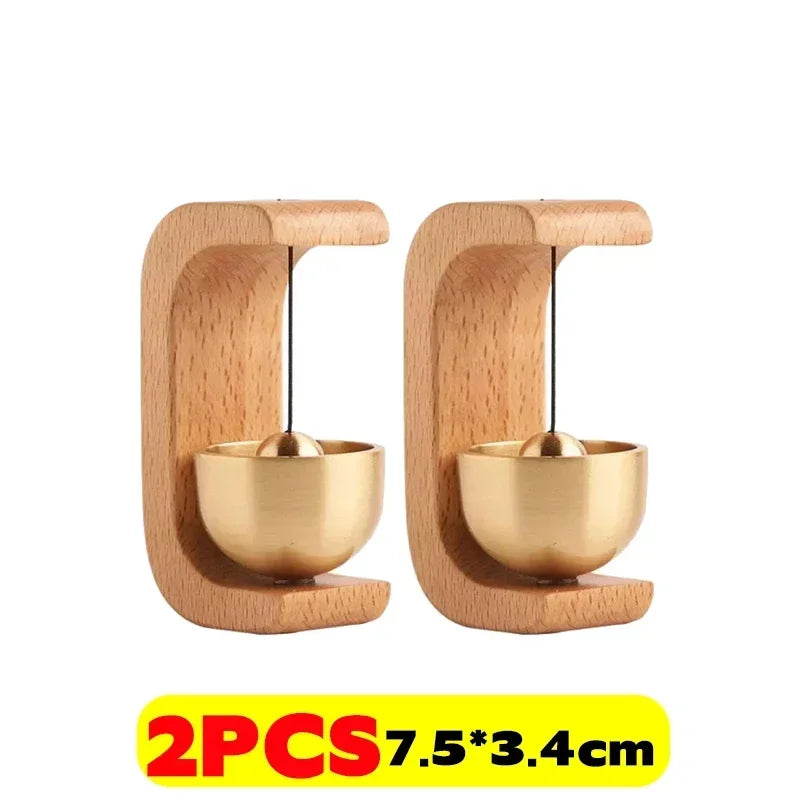 Wireless Wooden Doorbell with Magnetic Brass Wind Chimes