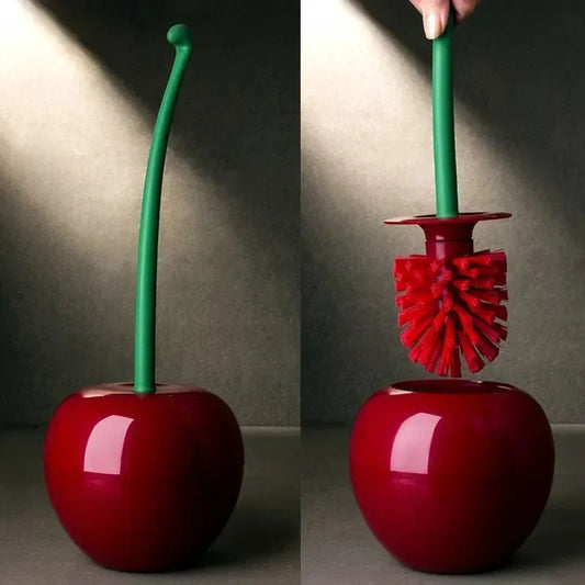 Creative Cherry Shape Toilet Brush Holder Set